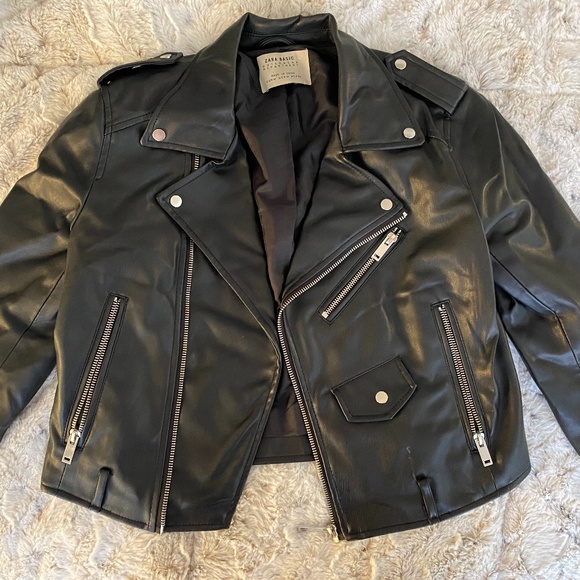 Zara Basic Faux Leather Jacket - Picture 1 of 2